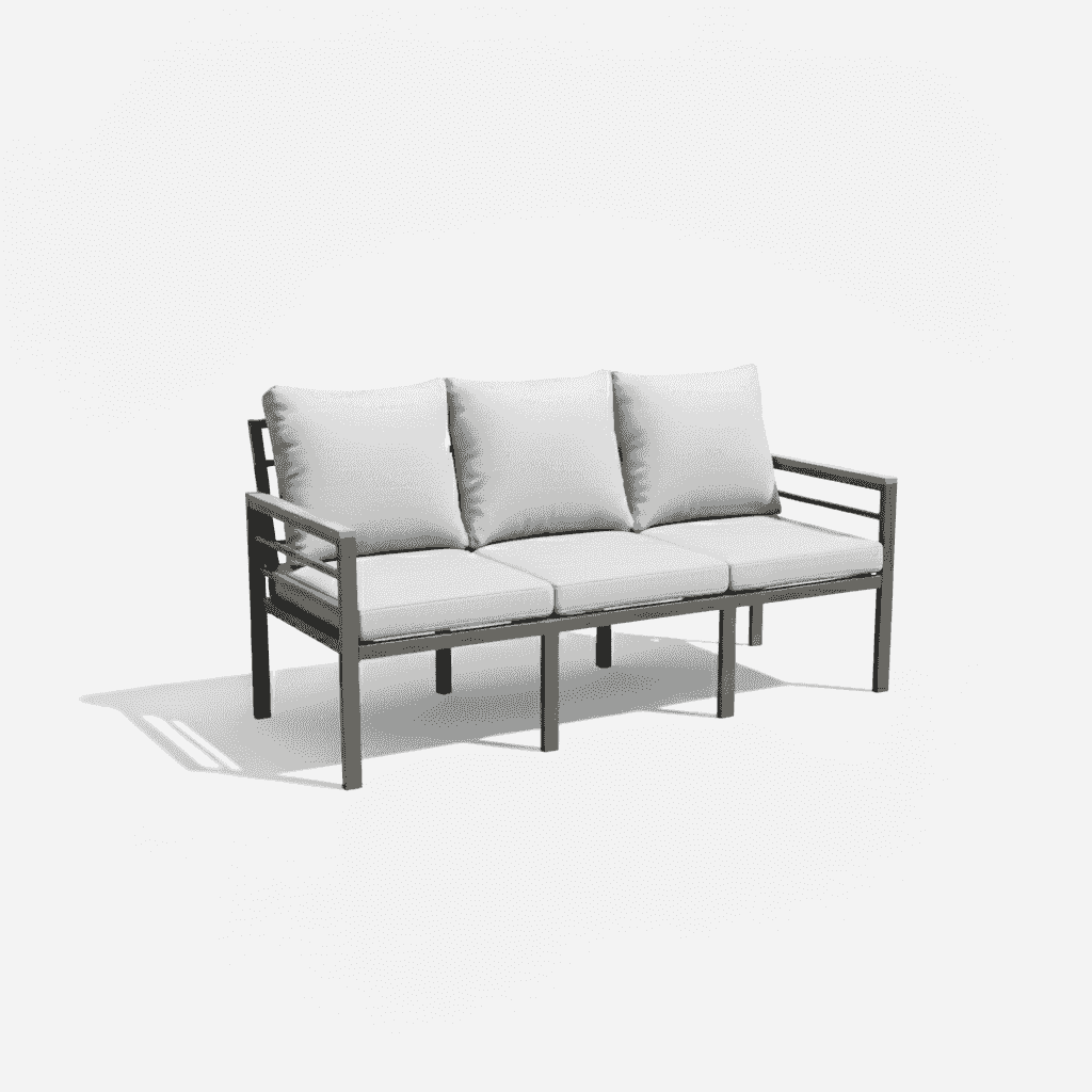 Durable aluminum outdoor sofa set with waterproof cushions from The Outdoor Furniture Market, featuring modern design and comfortable seating.