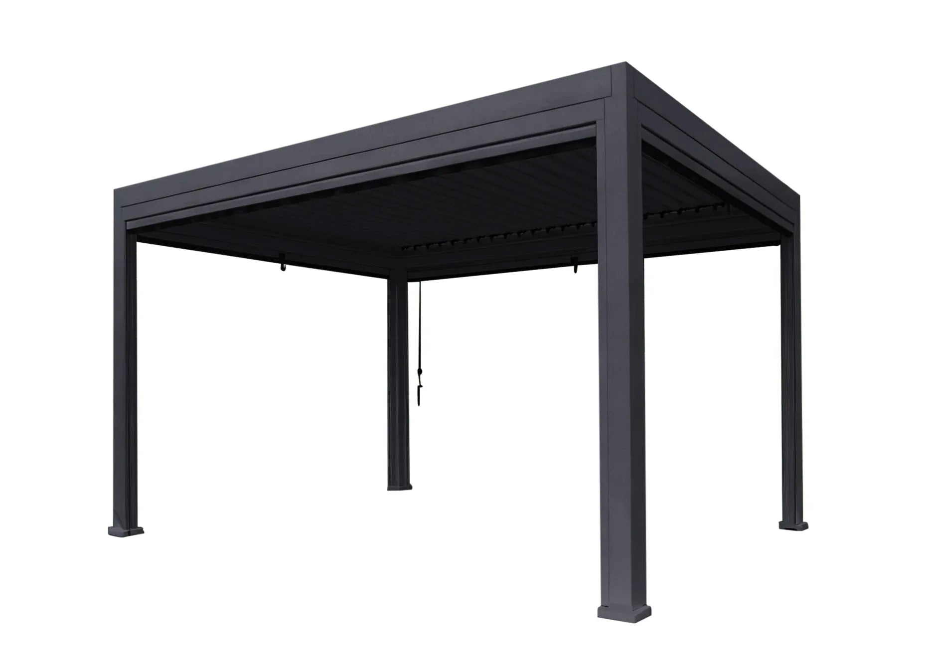 3x4m Textilene Pergola with Roller Blinds - 4-Panel Manual Sun Shade, Grey - The Outdoor Furniture Market 