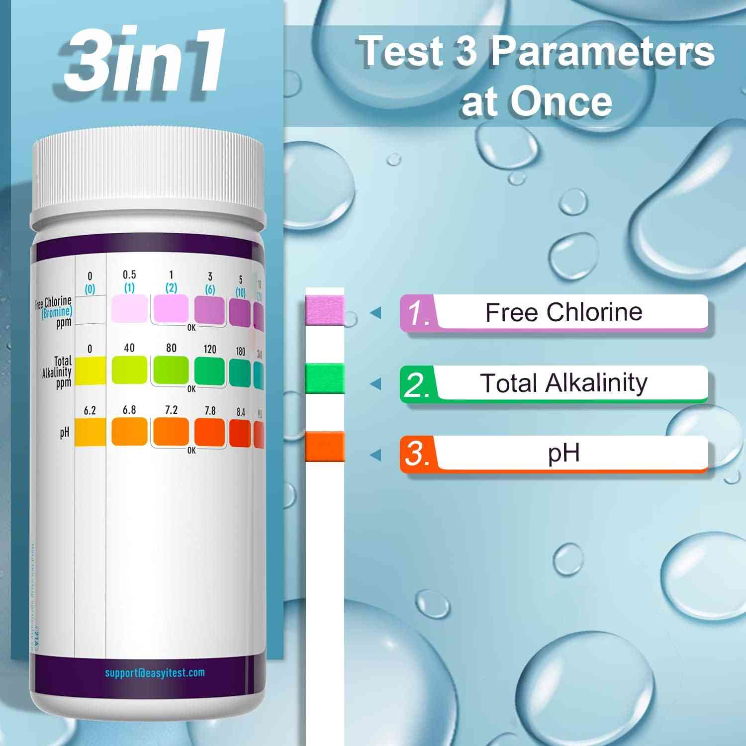 EASYTEST pool and spa water test strips for accurate 7-in-1 testing of pools, hot tubs, and spa water quality.