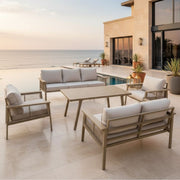 Elegant Aluminum Frame 7-Seater Outdoor Lounge Sofa Set with Comfortable cushions And Table for Garden and Balcony, Brown