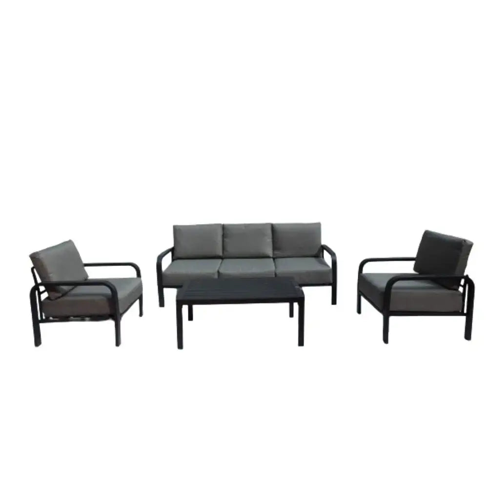 Elegant Outdoor Aluminum Frame 5-Seater Outdoor Lounge Sofa Set With Table for Garden Balcony Terrace and Patio, Grey and Black