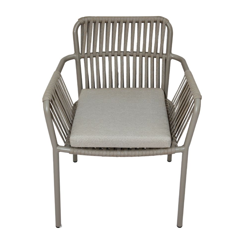Elegant Outdoor Aluminum Frame Rope Dining Chair With cushion