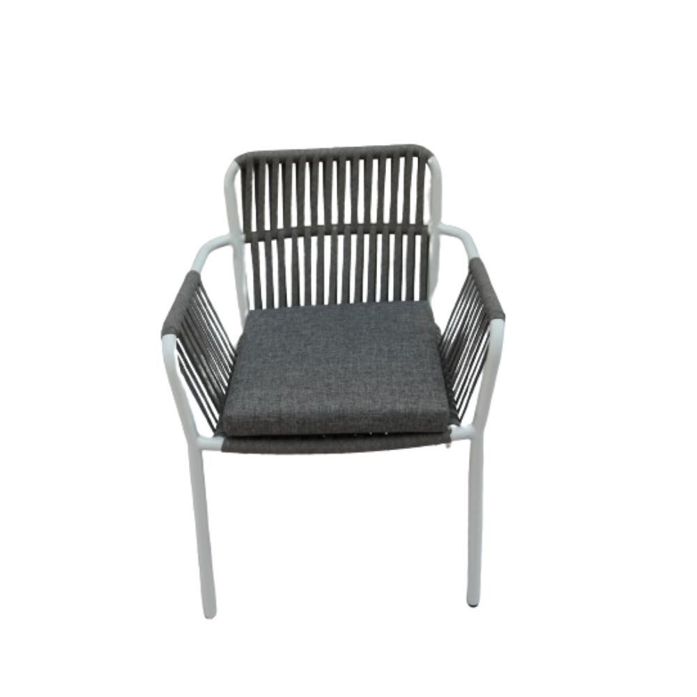 Elegant Outdoor Aluminum Frame Rope Dining Chair with Cushion Grey