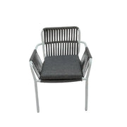 Elegant Outdoor Aluminum Frame Rope Dining Chair with Cushion Grey