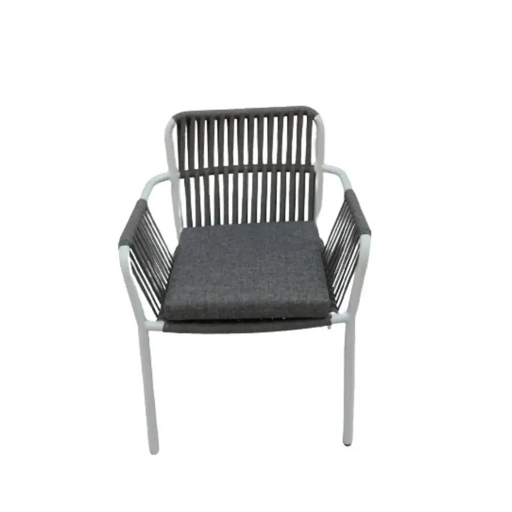 Elegant Outdoor Aluminum Frame Rope Dining Chair with Cushion Grey