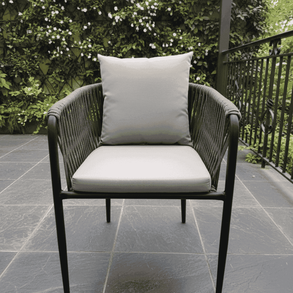 Elegant outdoor seating chair from The Outdoor Furniture Market with a stylish rope design, perfect for patio or garden lounging.