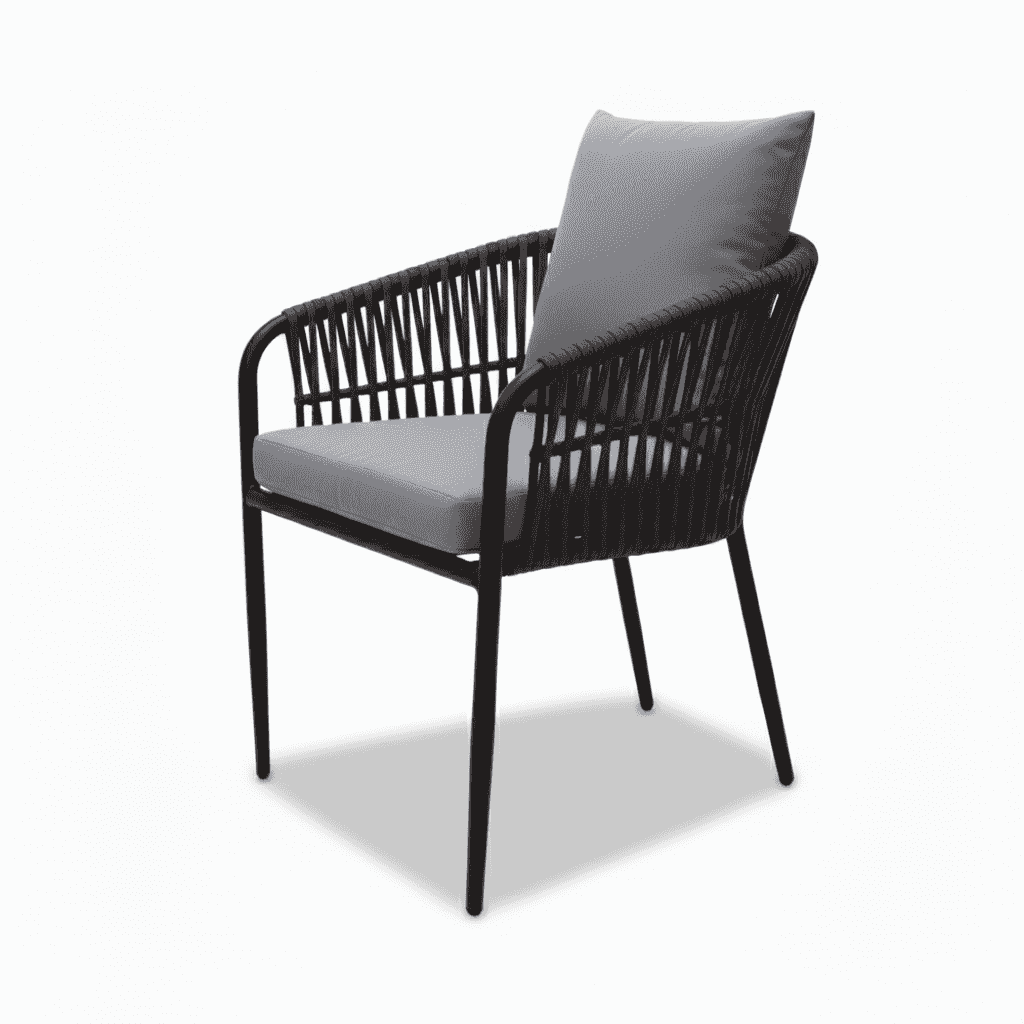 Elegant outdoor seating chair from The Outdoor Furniture Market with rope design, part of a sofa set for stylish outdoor relaxation.