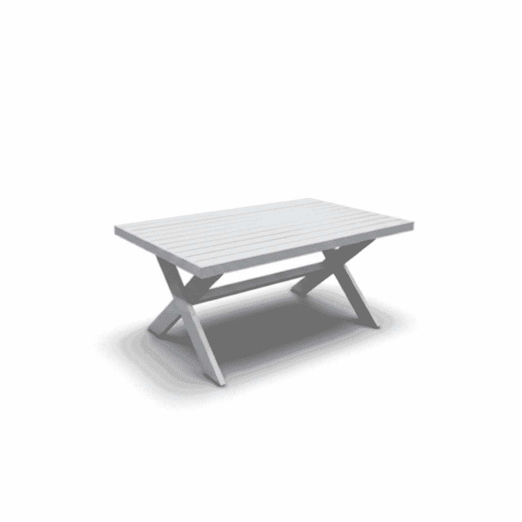 White aluminum outdoor lounge sofa set with seven seats, featuring cushioned seating and modern design from The Outdoor Furniture Market