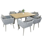 Exceptional Aluminum Frame WPC 6-Seater Outdoor Dining Set with Cushions for Garden and Patio