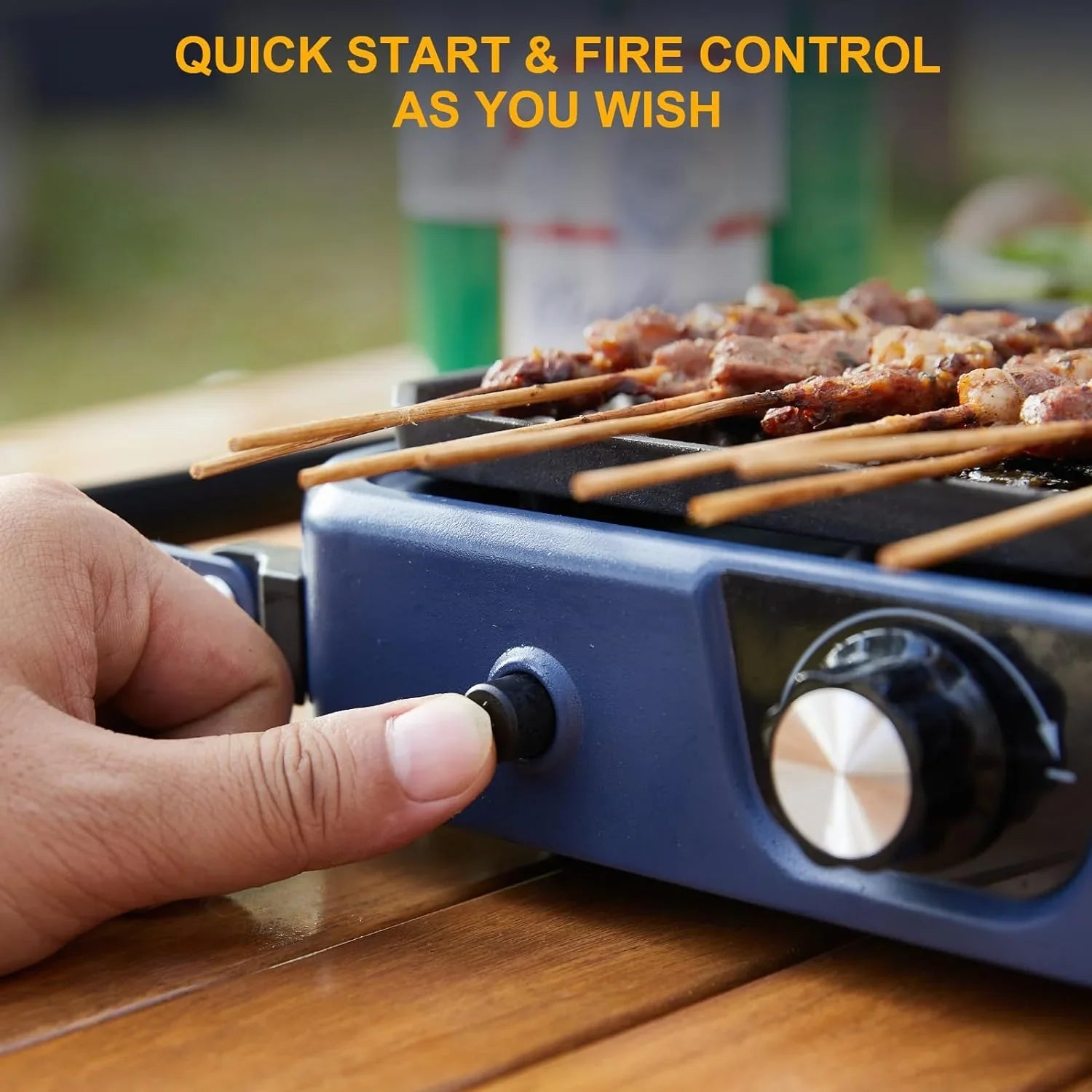 Portable Casa Fiora foldable camping gas stove with two adjustable burners and grill, featuring a sleek design.