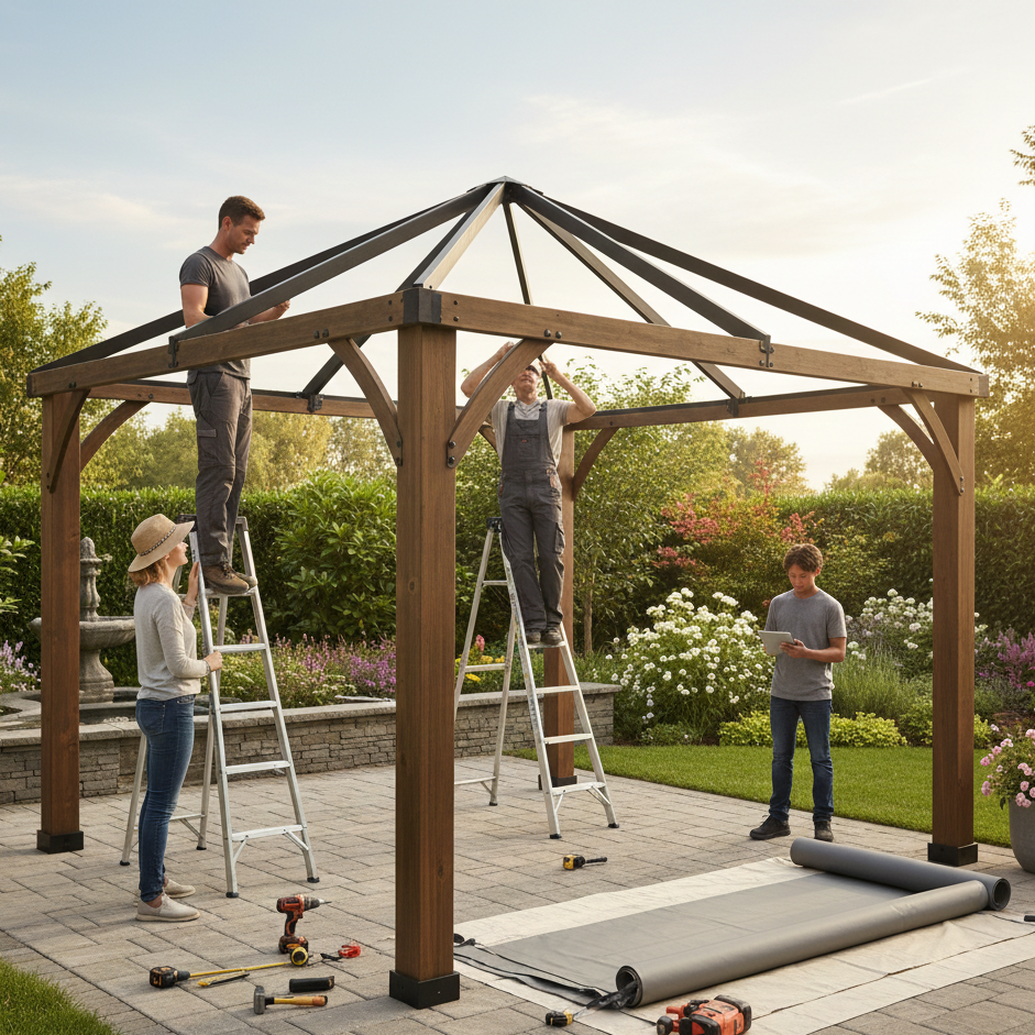 Gazebo Service (Dismantle-Install-Relocate) (Light Fixing +Curtains)