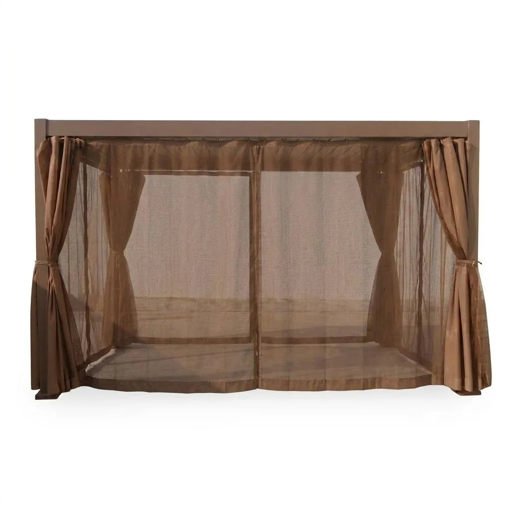 Modern Aluminium Louvered Pergola with Adjustable Roof & Weather-Resistant Curtains
