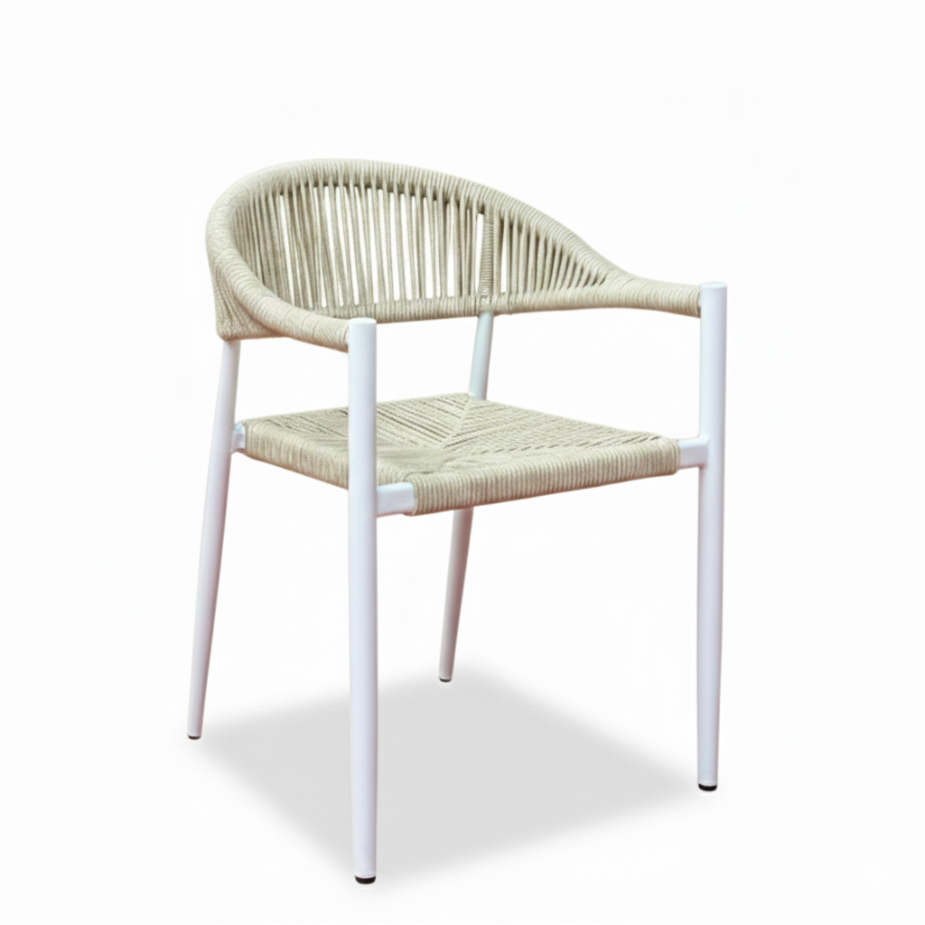 Outdoor Dining Chair - Aluminum Frame with Hand-Woven Rope Detailing - The Outdoor Furniture Market 