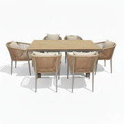 Casa Fiora 6-seater garden dining set with aluminum and WPC table, matching chairs with cushions, outdoor patio furniture