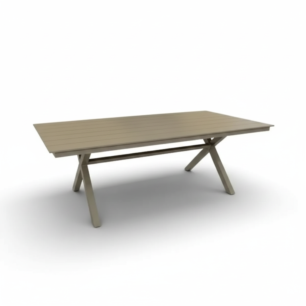 Casa Fiora LuxeLine aluminum rectangular garden dining table with 8 seats, outdoor furniture perfect for patio or garden use.