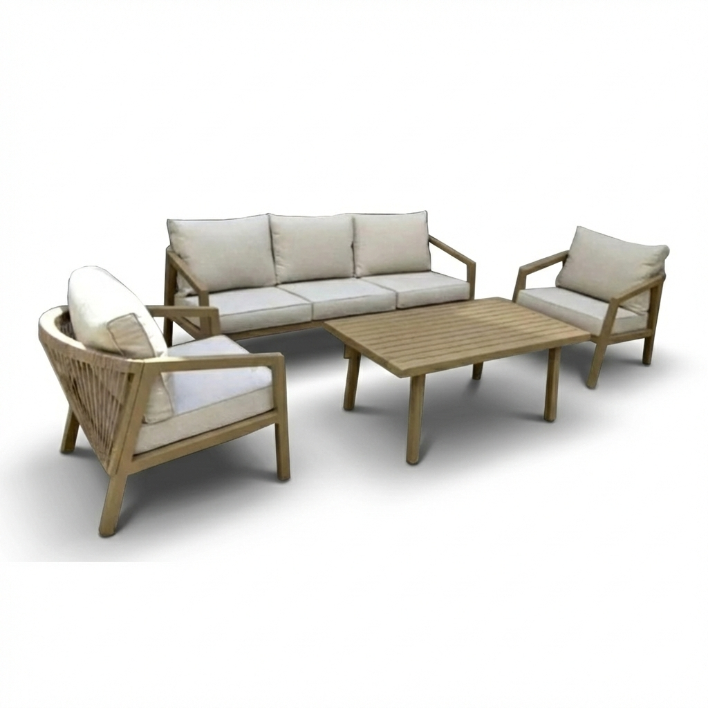 Casa Fiora 5-seater outdoor garden sofa with weather-resistant fabric and comfy cushions in a stylish arrangement.