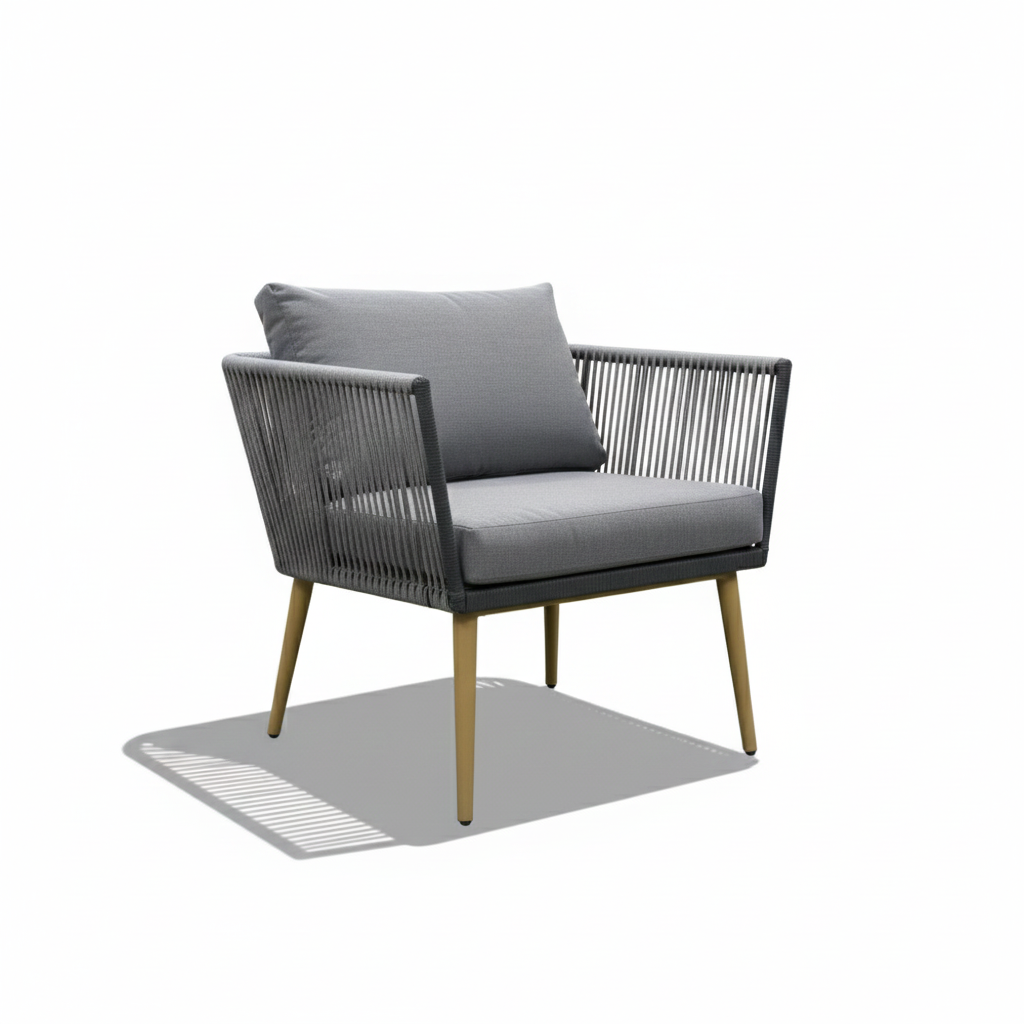 7 seater Casa Fiora rope design lounge set featuring plush cushions and a stylish outdoor arrangement.