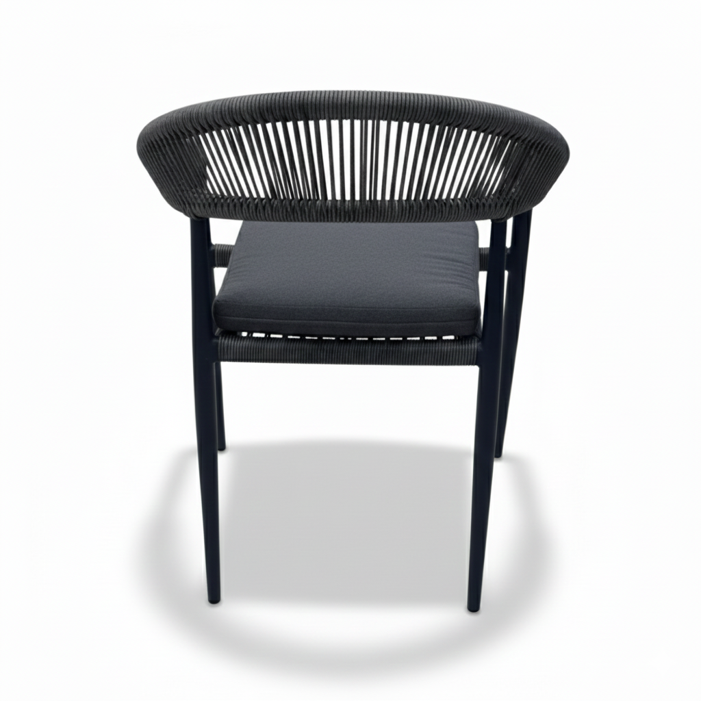 Modern Outdoor Rope Dining Chair – Aluminum Frame &amp; Weather-Resistant Cushion