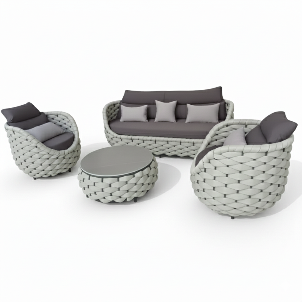 5-seater Casa Fiora outdoor sofa set with table, featuring a modern design and comfortable seating for gardens or patios.