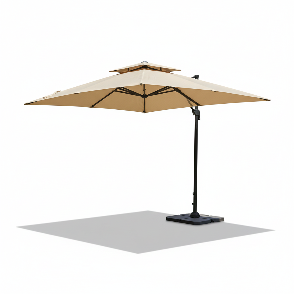 Adjustable Outdoor Patio Umbrella with Rotating Handle, Durable Aluminum