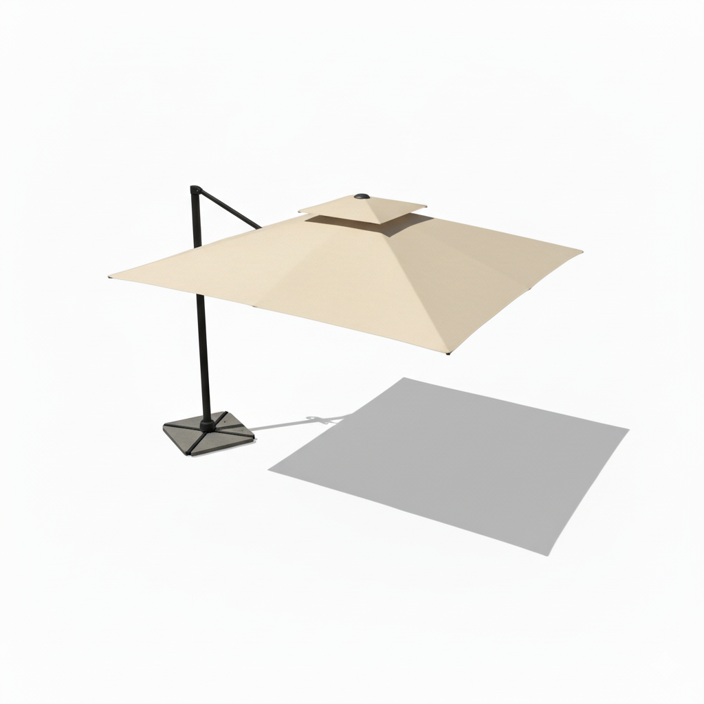 Adjustable Outdoor Patio Umbrella with Rotating Handle, Durable Aluminum