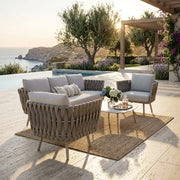 5-Seater Aluminium Rope Outdoor Sofa Set with Table | 3+1+1 Seating