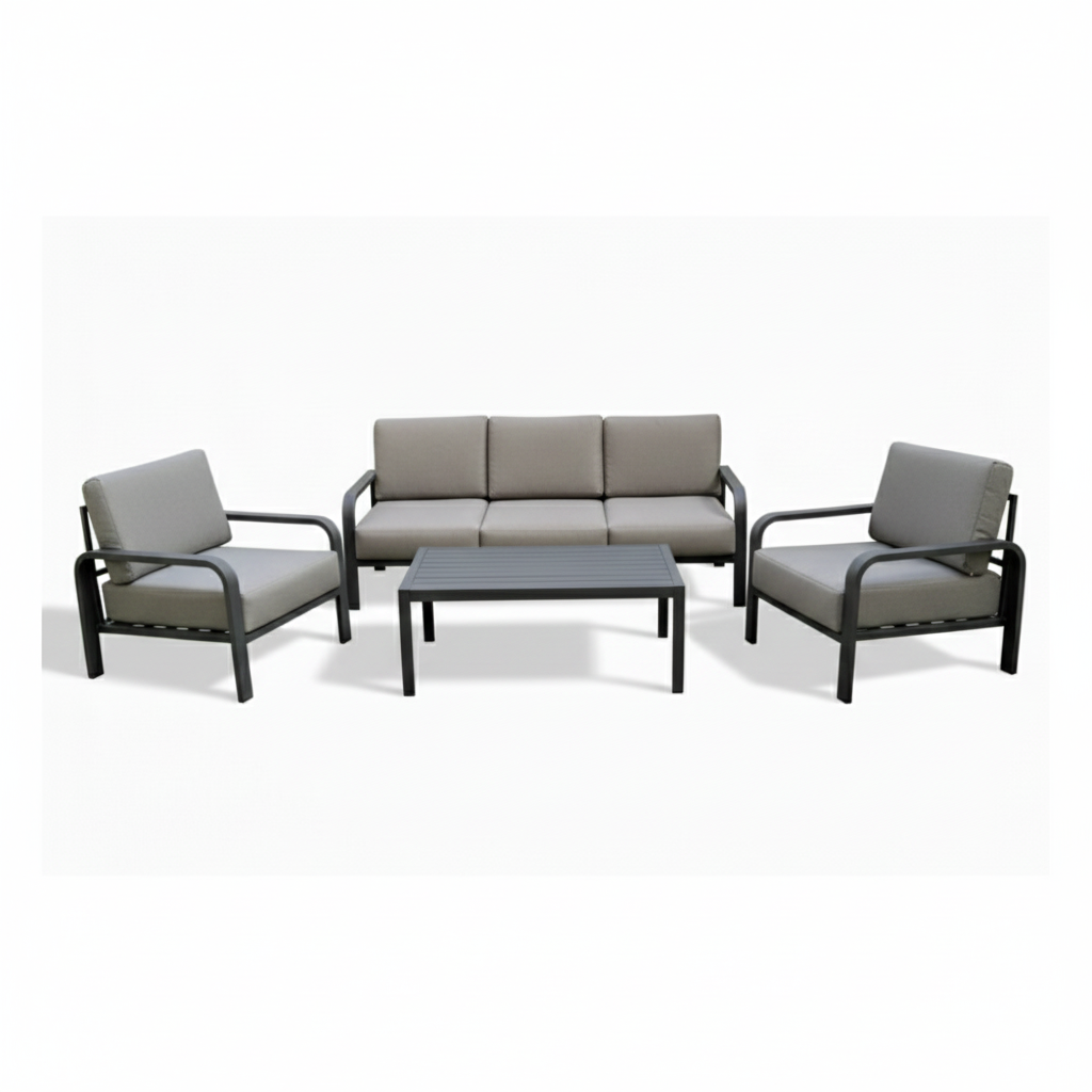 Premium Outdoor Seating Set | Modern aluminum Frame Sofa & Armchairs