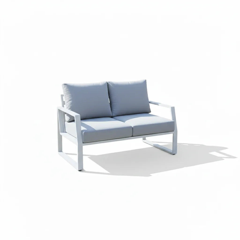 7-Seater Aluminium Outdoor Garden Sofa Set with Cushions & Table | White, Black & Beige