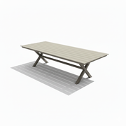 Casa Fiora LuxeLine aluminum rectangular garden dining table with 10 seats, modern outdoor furniture for spacious patios.