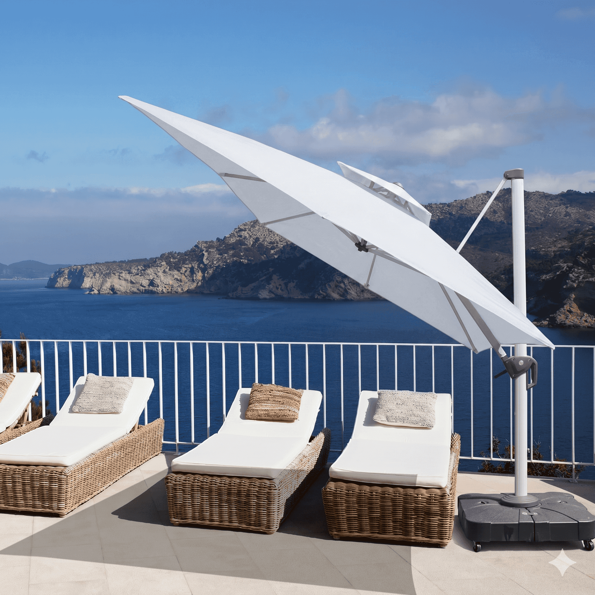 Premium Cantilever Patio Umbrella – Square & Round | 3m to 4m | White & Beige