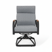 Gray Casa Fiora modern swivel rocker dining chair with steel frame, showcasing a sleek design and comfortable seating.