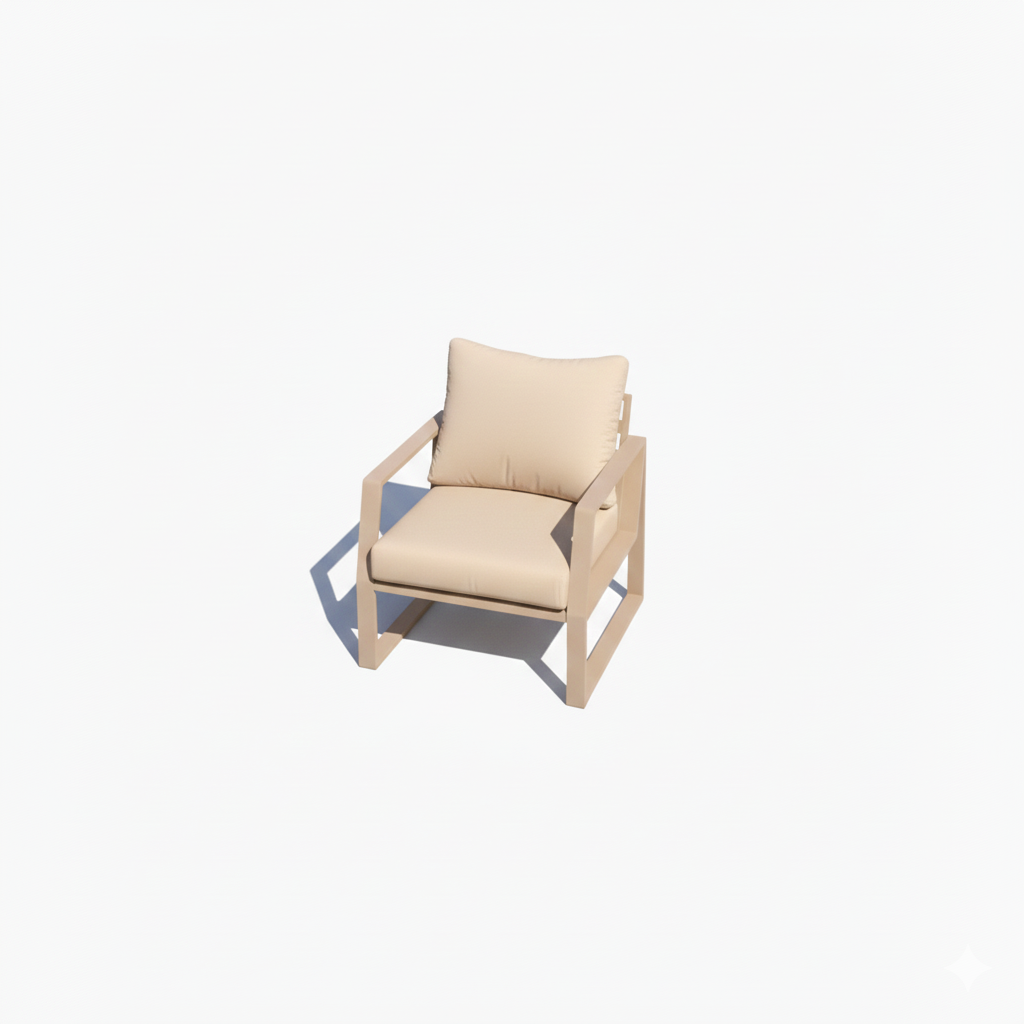 Outdoor Elegance – 7-Seater Aluminum Garden Sofa - Beige