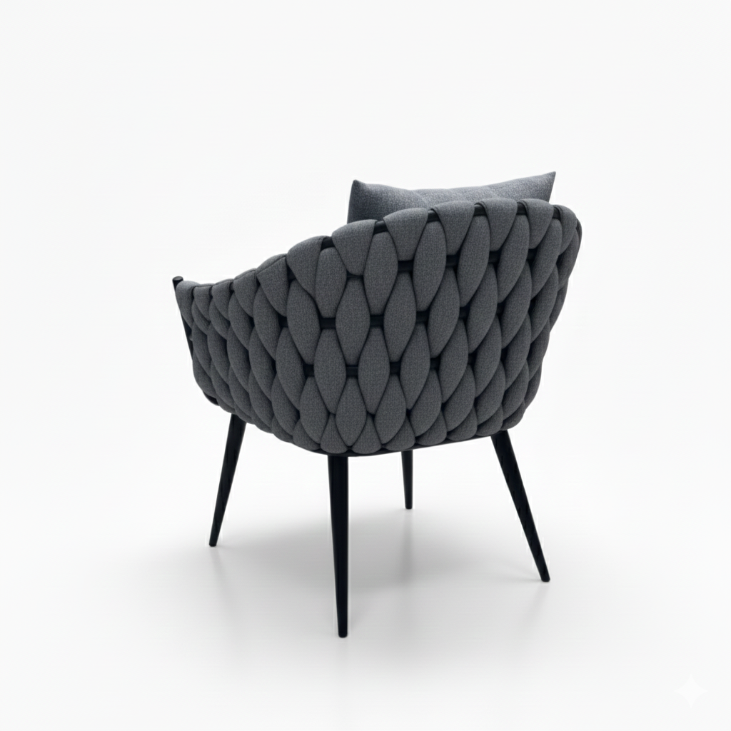 Modern Grey Braided Armchair