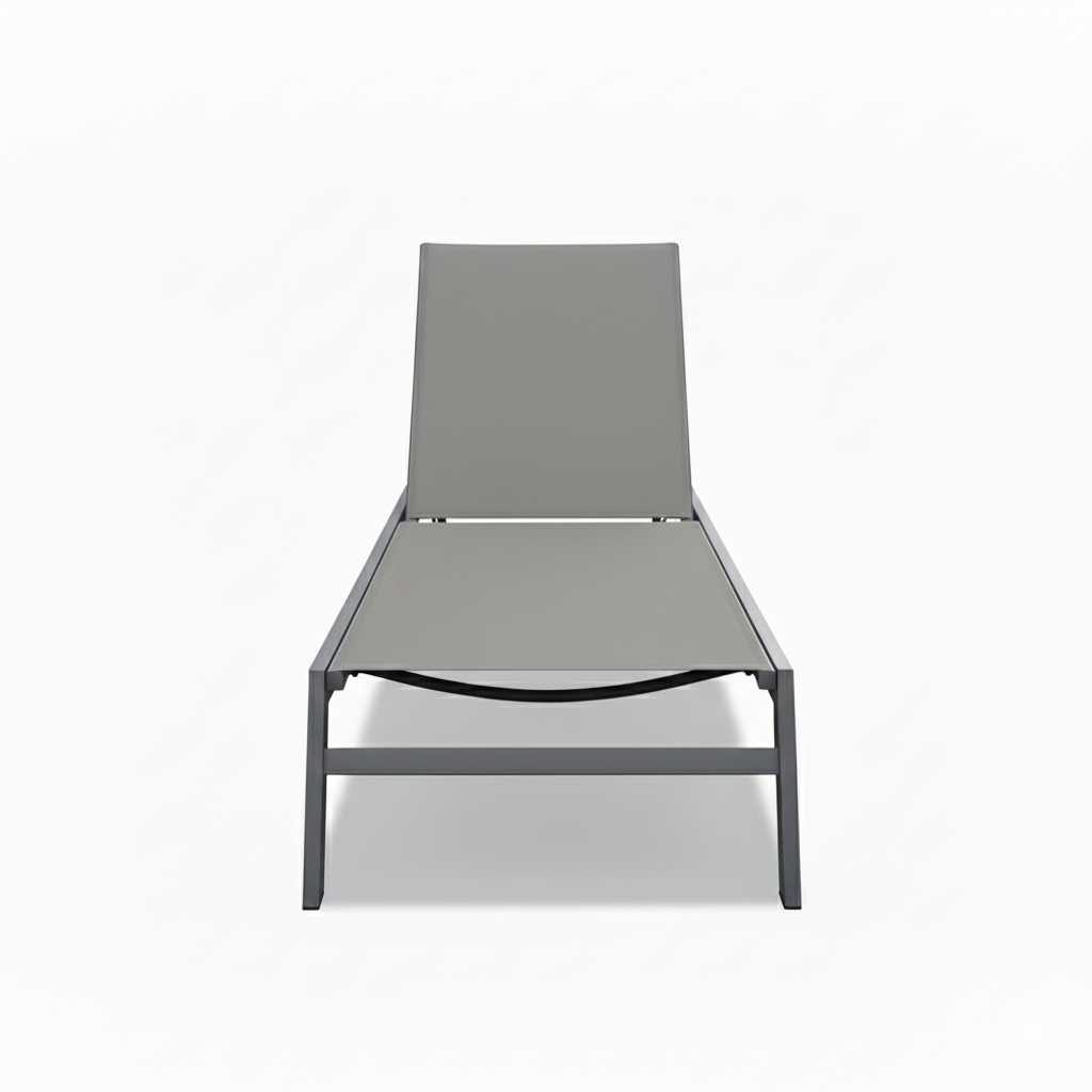 Dark grey aluminum sun lounger by CasaFiora, featuring a sleek design in an outdoor setting with soft cushions.