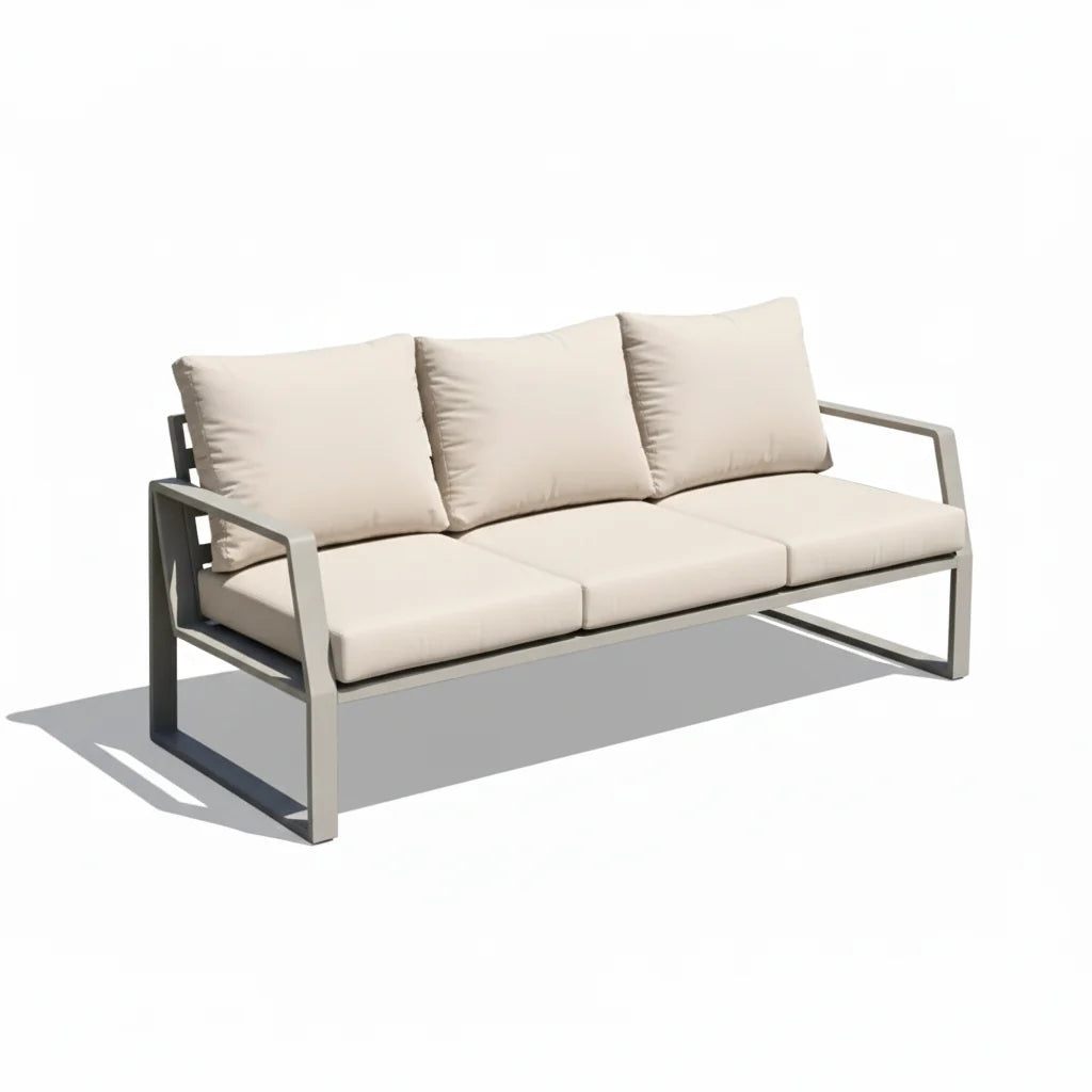 7-Seater Aluminium Outdoor Garden Sofa Set with Cushions & Table | White, Black & Beige