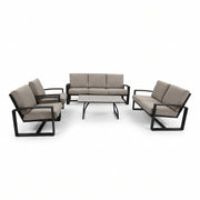 7-Seater Aluminium Outdoor Sofa Set | Grey Showerproof Cushions | 5-Piece