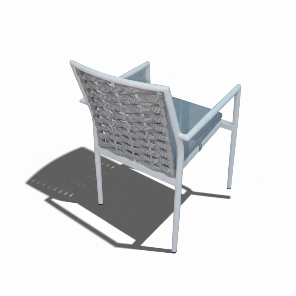 Outdoor Aluminium Dining Set with Waterproof Cushions – 6 Seats