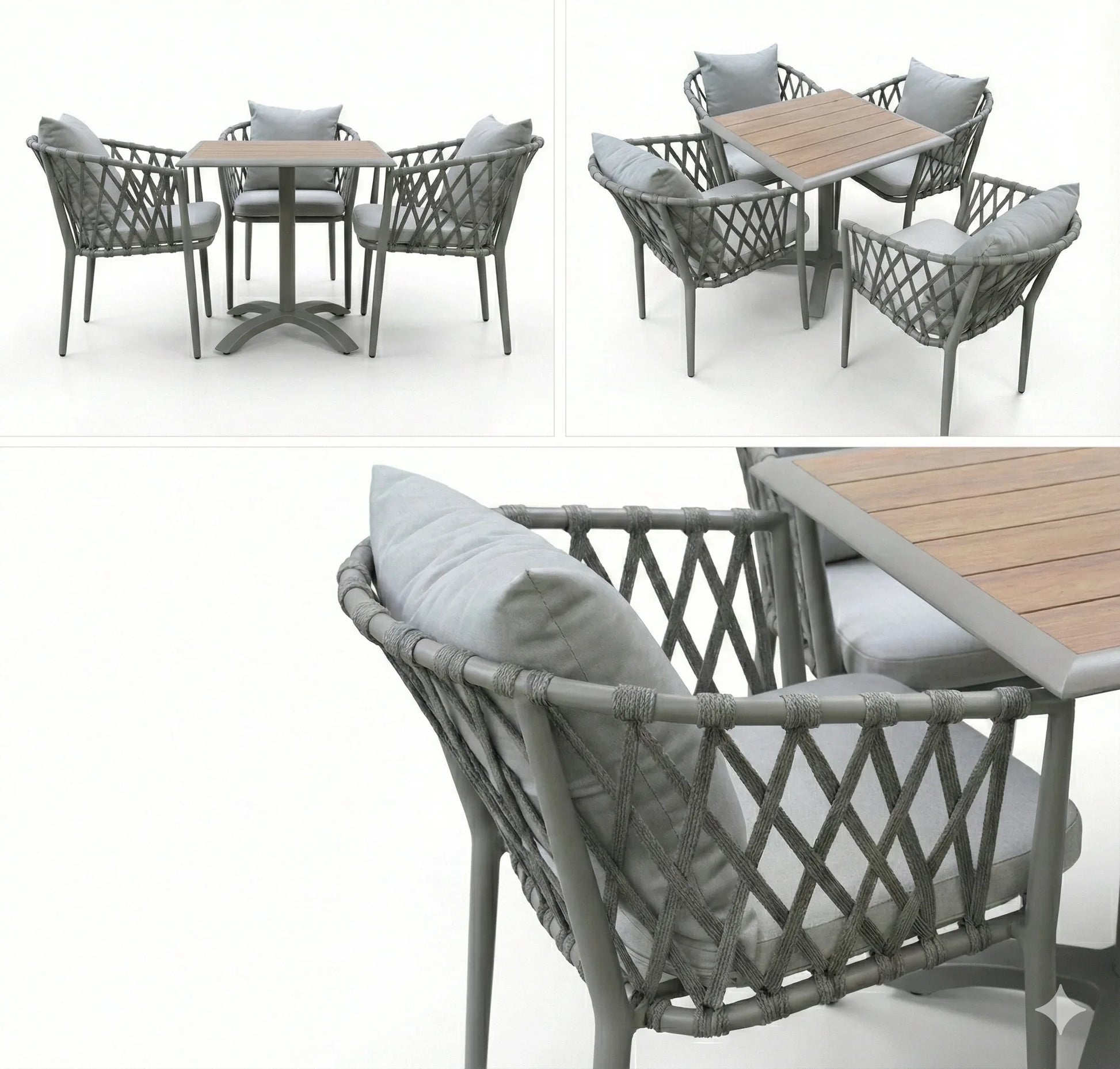 4-Seater Outdoor Dining Set - Aluminum Frame with WPC Table & Cushioned Chairs - The Outdoor Furniture Market 