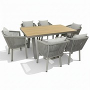 LuxeLine Aluminum & WPC 6-Seater Outdoor Dining Set with Plush Cushions