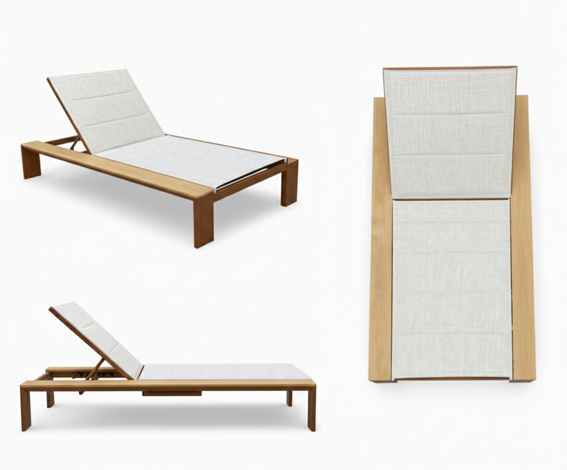 Sun loungers - Aluminum Frame with Cushioned Padding, 200x80cm - The Outdoor Furniture Market 