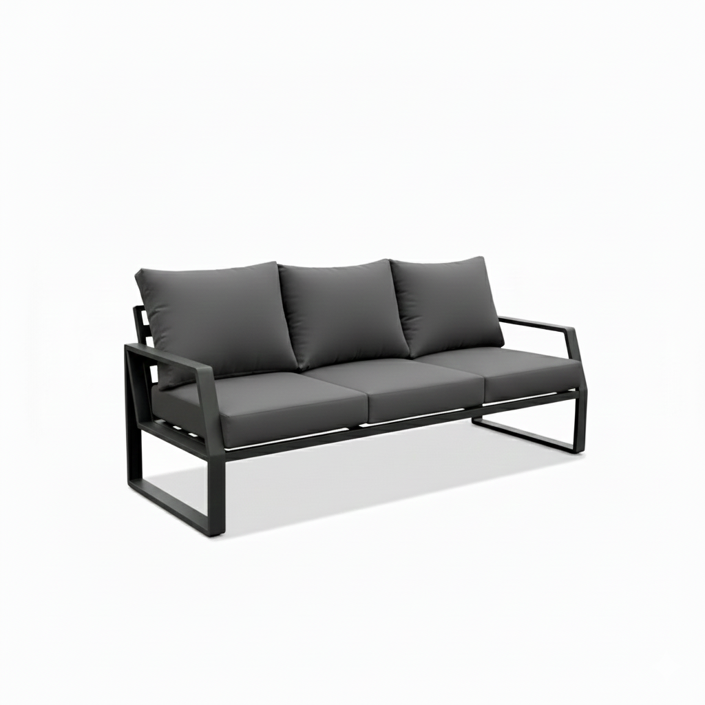 Luxurious 7-Seater Outdoor Sofa Set with Aluminum Frame & Plush Cushions-Black