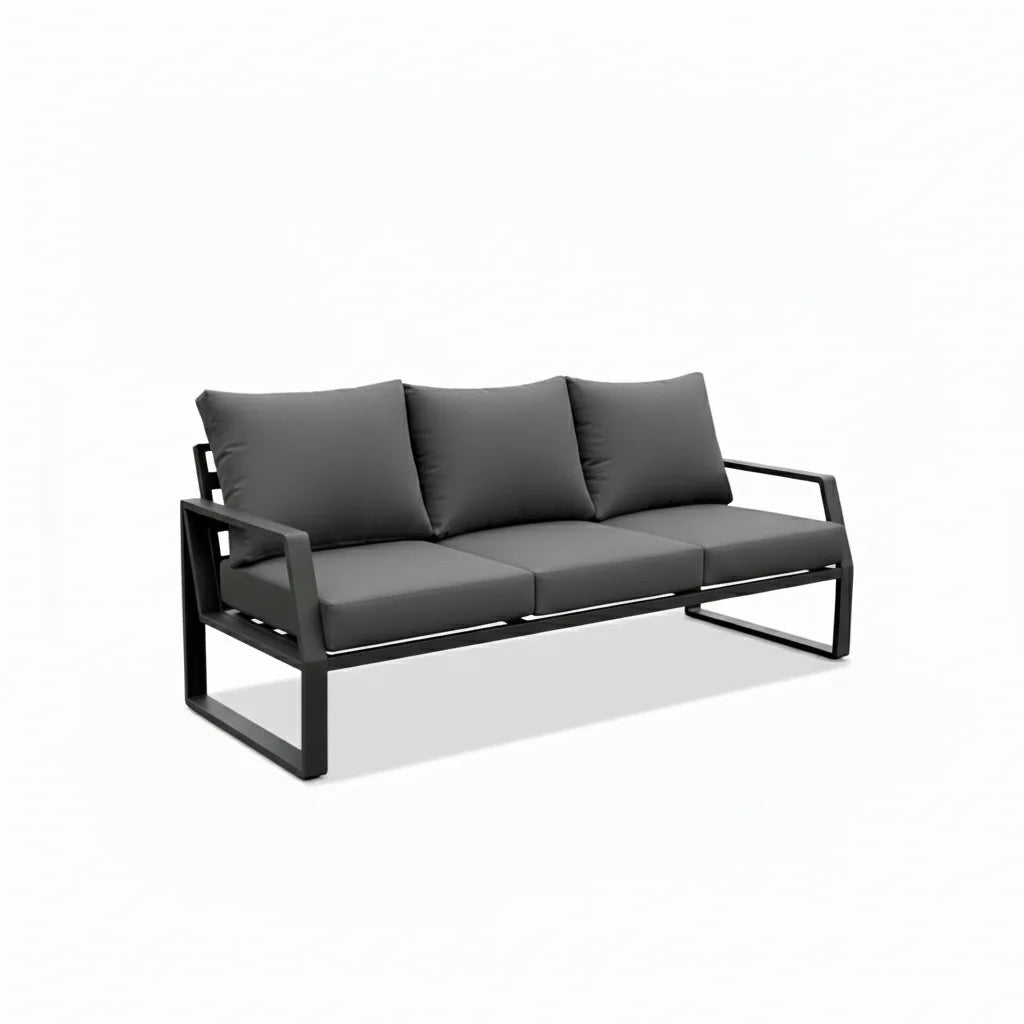 7-Seater Aluminium Outdoor Garden Sofa Set with Cushions & Table | White, Black & Beige