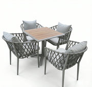 4-Seater Outdoor Dining Set - Aluminum Frame with WPC Table & Cushioned Chairs - The Outdoor Furniture Market 