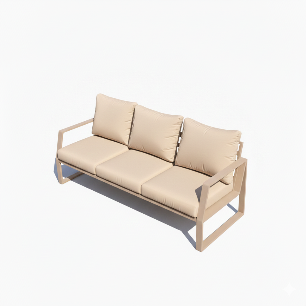 Outdoor Elegance – 7-Seater Aluminum Garden Sofa - Beige