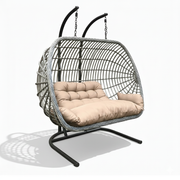 Two-Person Patio Swing Chair – Durable Rattan Frame with Comfortable Cushions