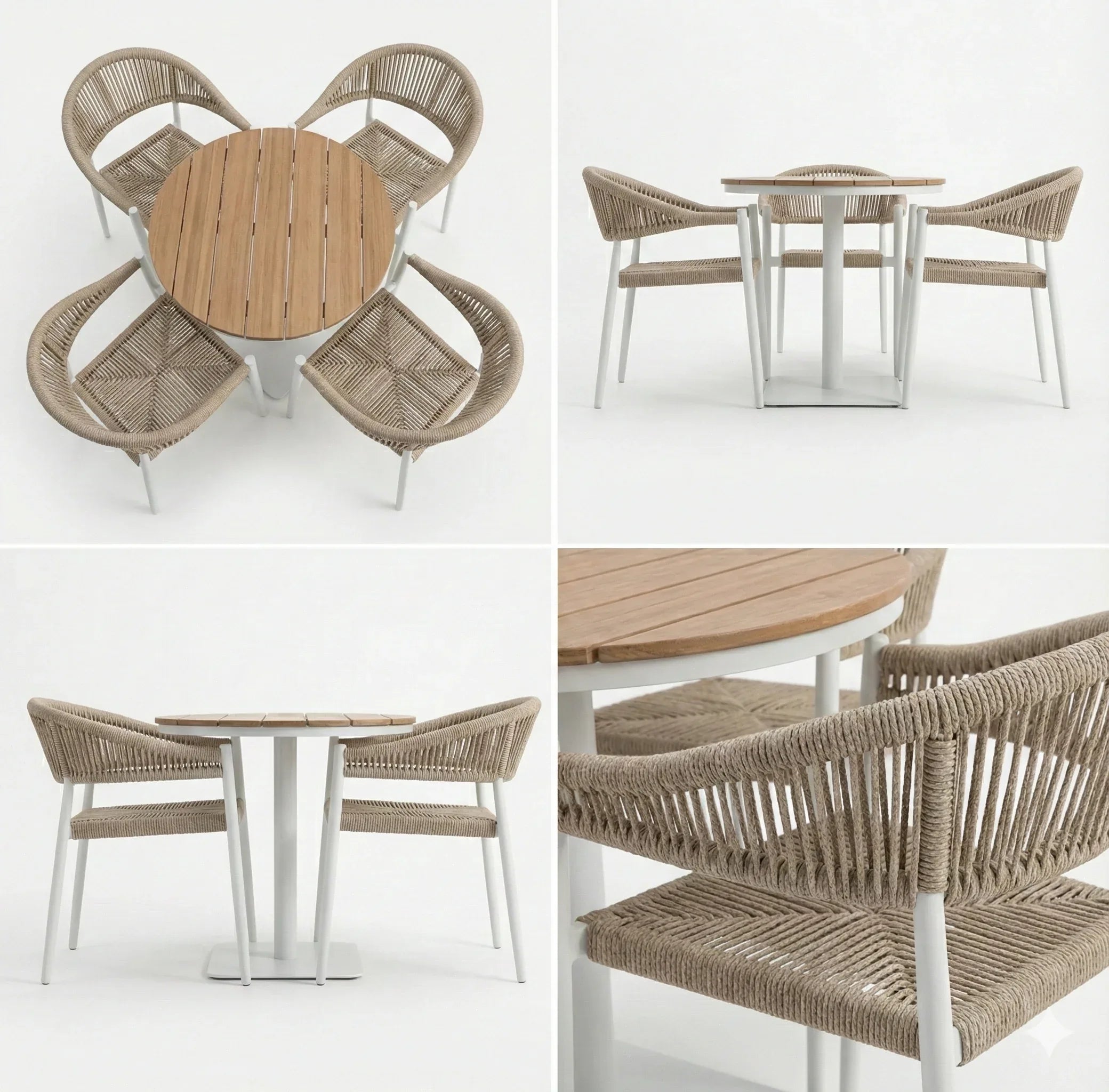 4-Seater Round Dining Set - Aluminum Frame with WPC Round Table & Cushioned Chairs - The Outdoor Furniture Market 