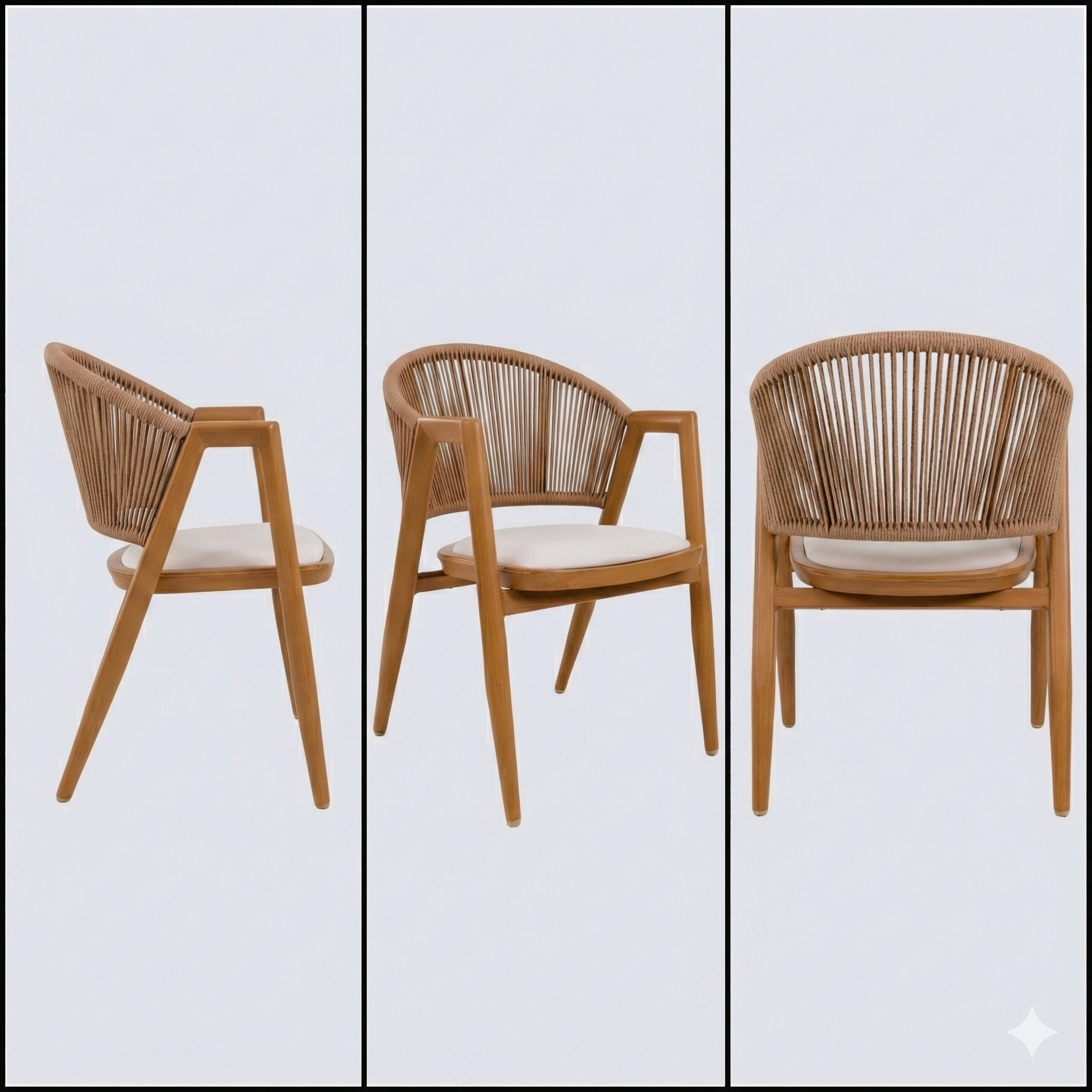 Outdoor Dining Chair - Aluminum Frame with Wood Finish & Rope Weaving - The Outdoor Furniture Market 