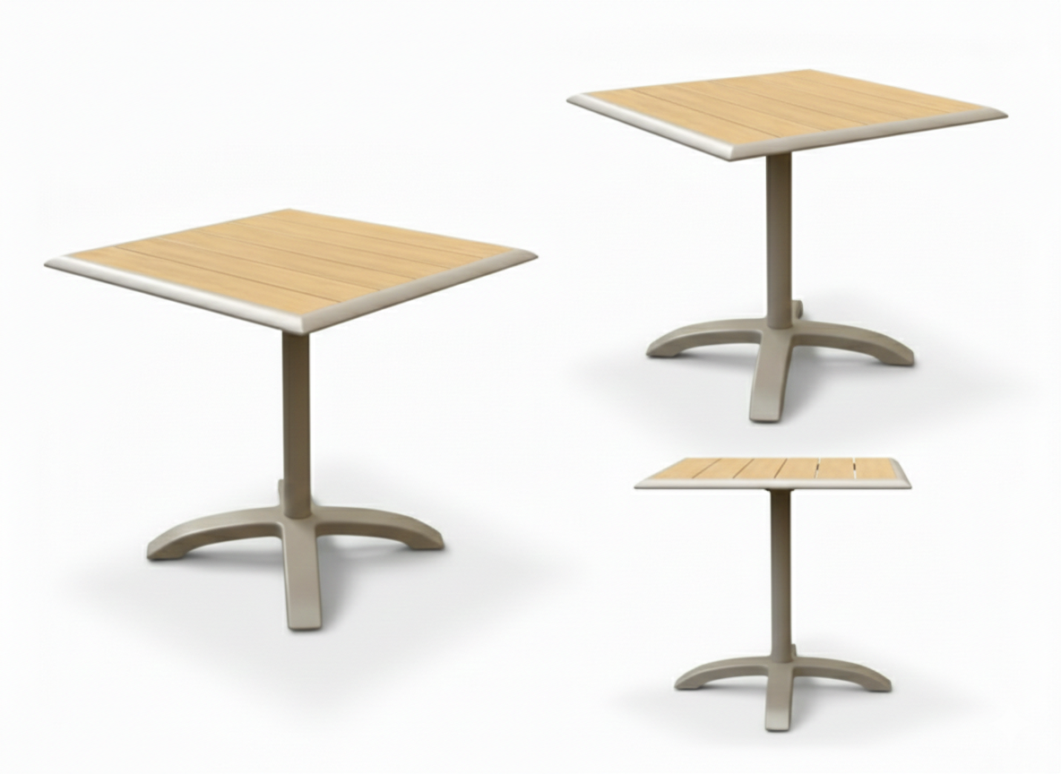 Square Outdoor Dining Table - Aluminum Pedestal Base with WPC Top - The Outdoor Furniture Market 