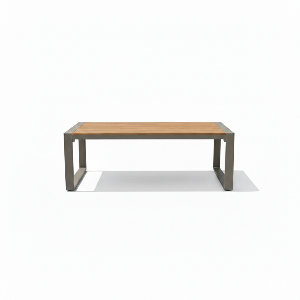 Modern Casa Fiora 5-seater aluminum outdoor sofa set with WPC-top coffee table in a stylish patio setting.