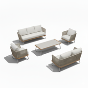 Casa Fiora 7-seater aluminum outdoor lounge set with cushioned seating and modern design in a garden setting.